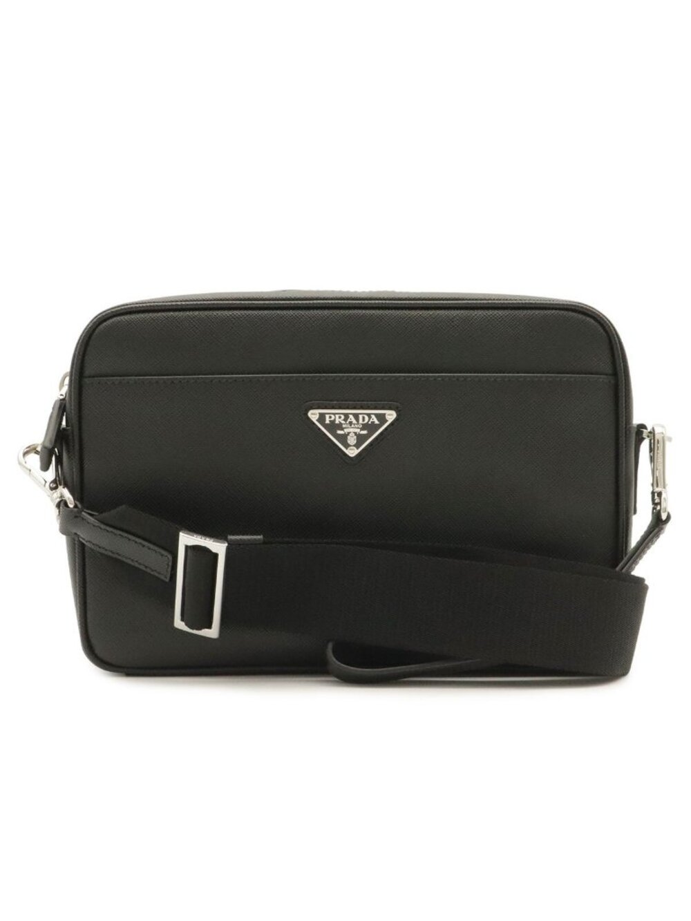 Prada Brique Brick Triangle Logo Shoulder Bag 2-Way Clutch Saffiano Leather